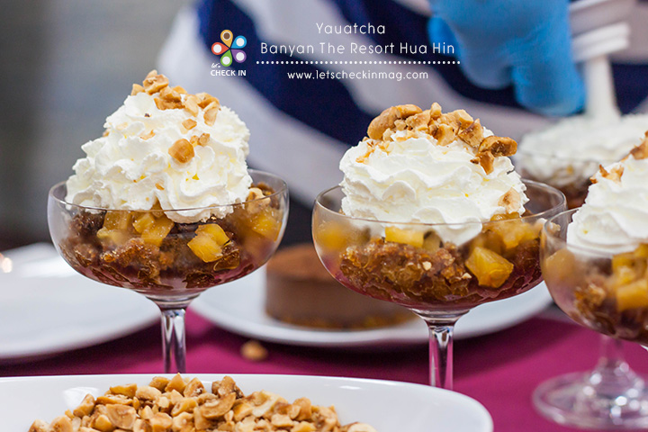 Coffee Granite with caramelized pineapple sauce