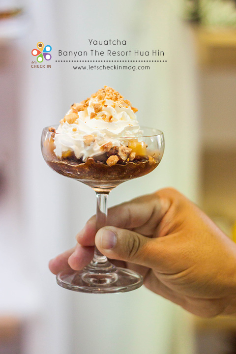 Coffee Granite with caramelized pineapple sauce