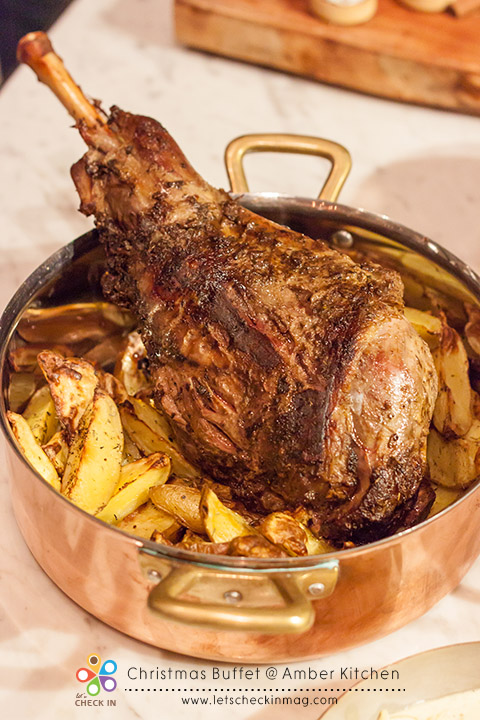 Whole leg of lamb with garlic and herbs